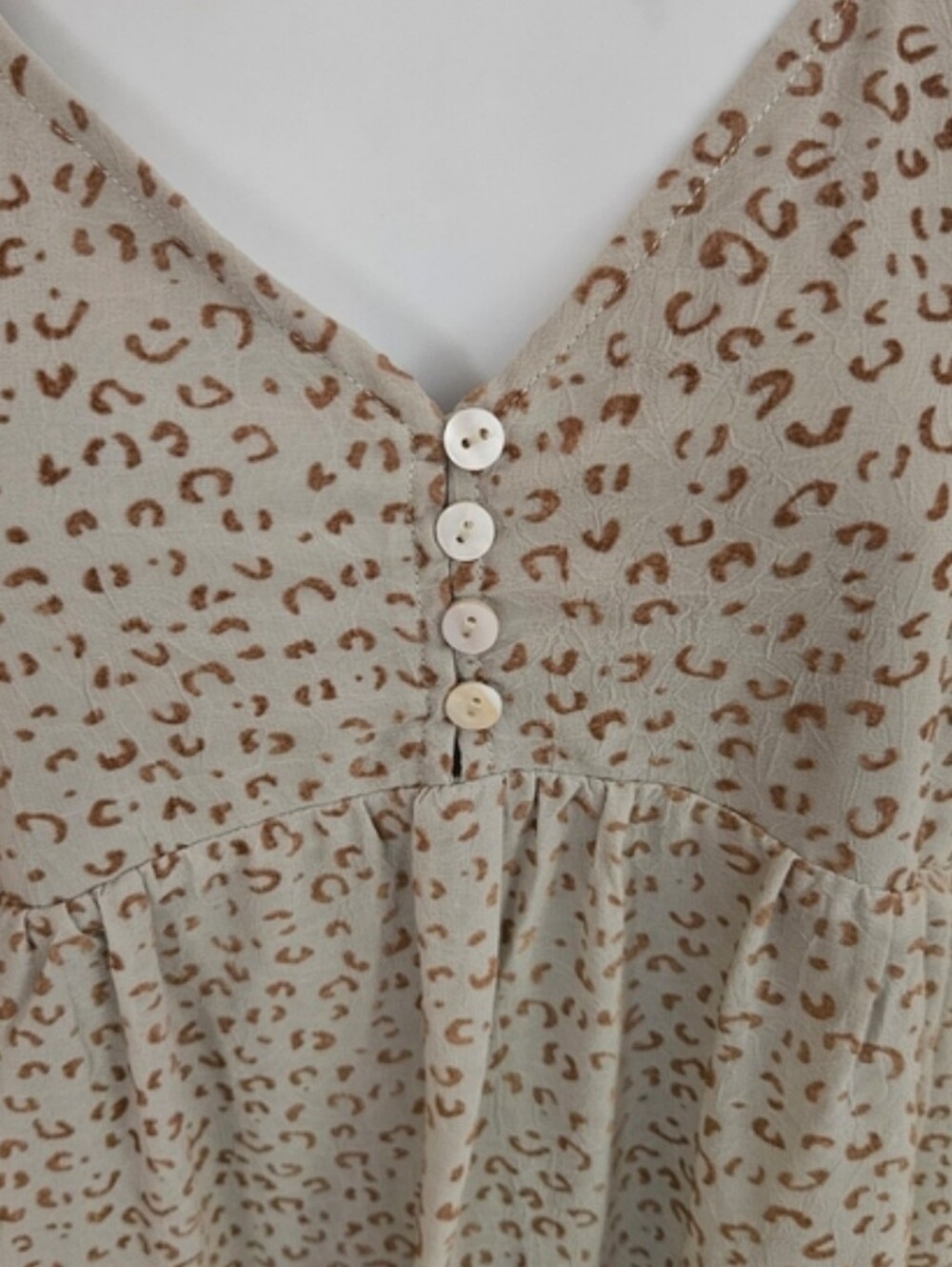 Entro Boho Animal Leopard Print Tiered Babydoll Mini Sundress M - Picture 4 of 12